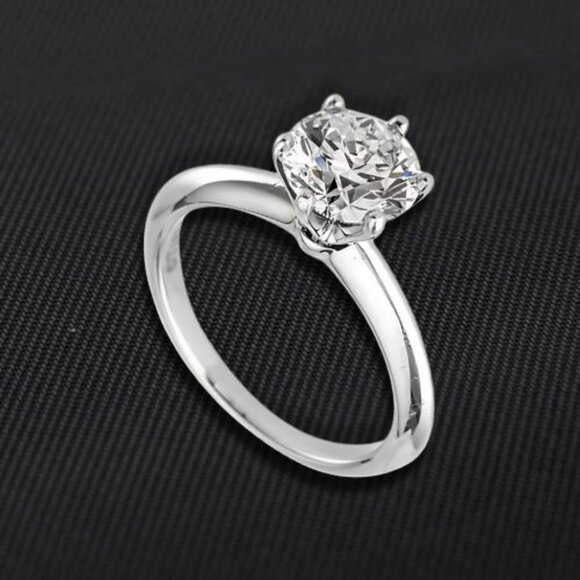 Boutique Jewelry - Round Cut Engagement Ring Knife Edge Shank Solitaire Solid Sterling Silver 7 NWT